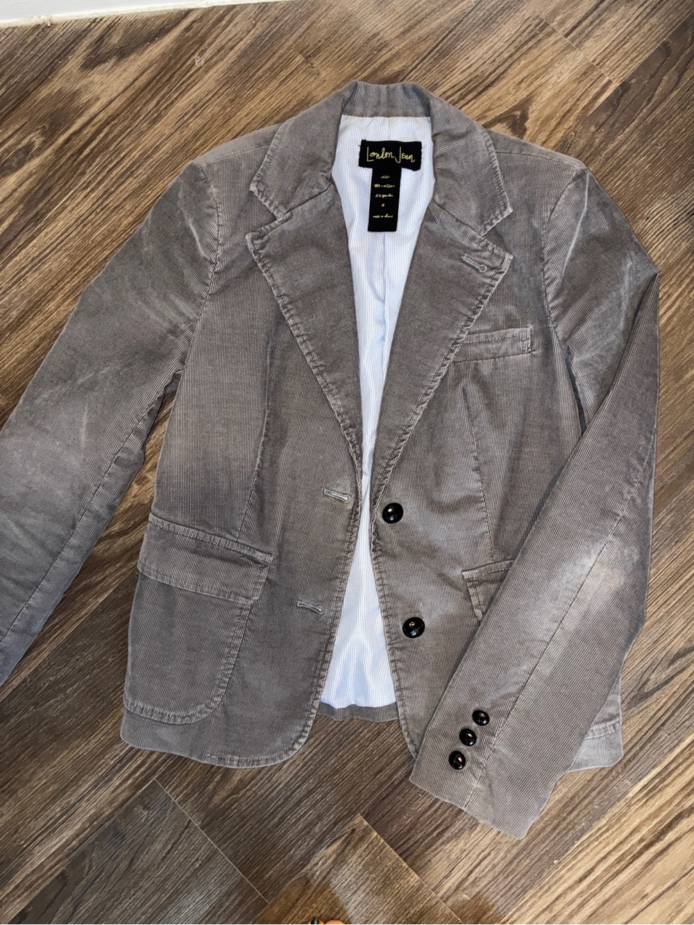 LONDONJEAN Grey Corduroy Tailored Women's Blazer - Vintage